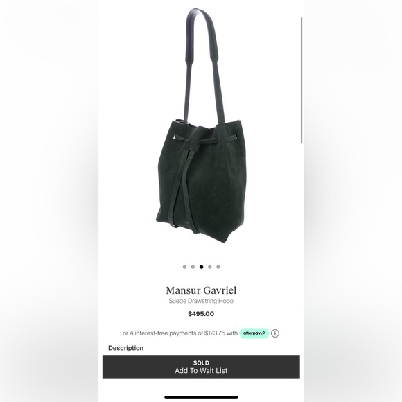 NWT - MANSUR GAVRIEL - Drawstring Suede Hobo Bag - Navy Blue - Picture 6 of 12